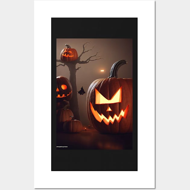 Halloween scary pumpkin heads Wall Art by ai1art